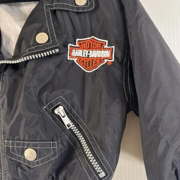 Harley Davidson Jacket Baby Boy Size 24 Months Black Zipper Nylon Lightweight - Picture 2 of 8